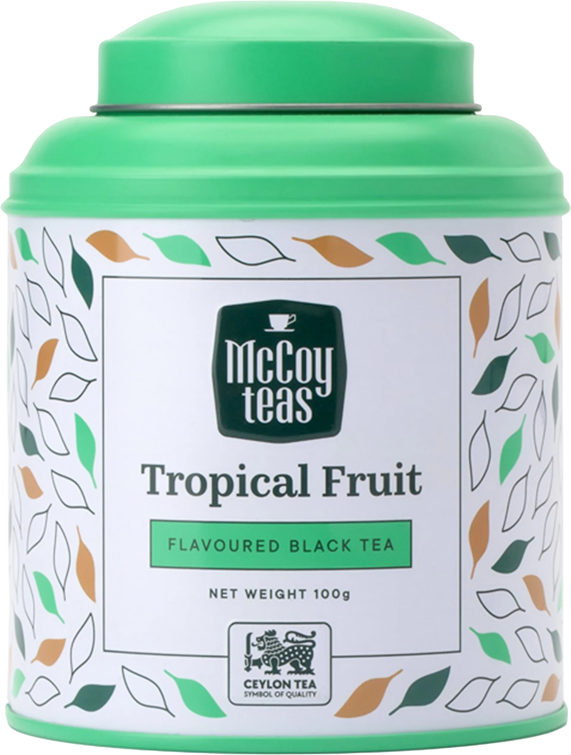 Ceai McCoy Tropical Fruit, 100g cutie de metal