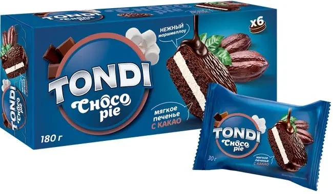 Biscuiți Choco Pie Tondi cu cacao 6 x 30 g
