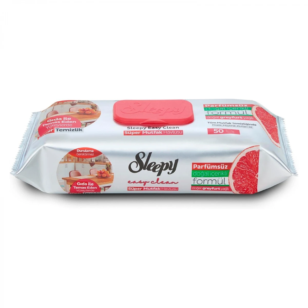 Prosoape umede pentru bucatărie Sleepy Eazy Clean 50 buc cu ulei de grapefruit