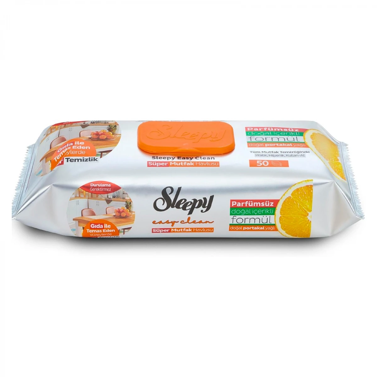 Prosoape umede pentru bucatărie Sleepy Eazy Clean 50 buc cu ulei de portocală