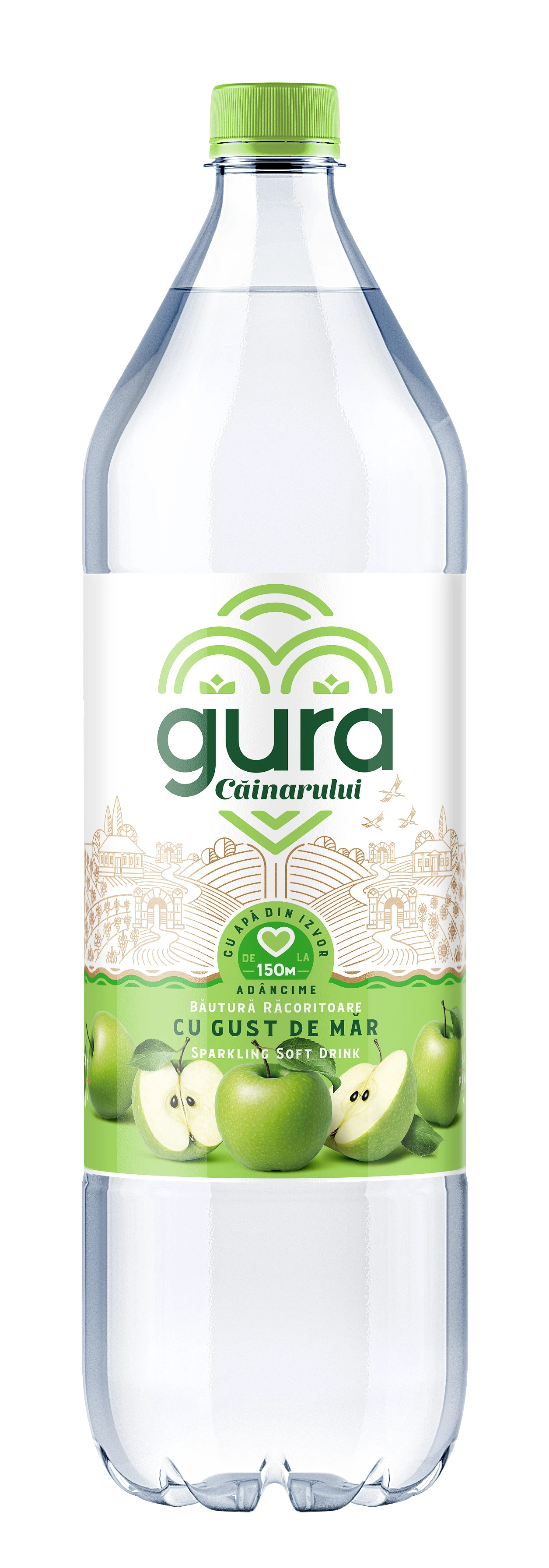 Gura Căinarului Măr carbogazoasă, 1,5 l, 6 buc.