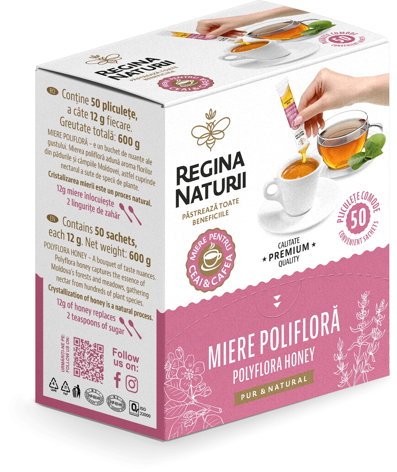 Miere naturala poliflora 50 plicuri x 12 gr